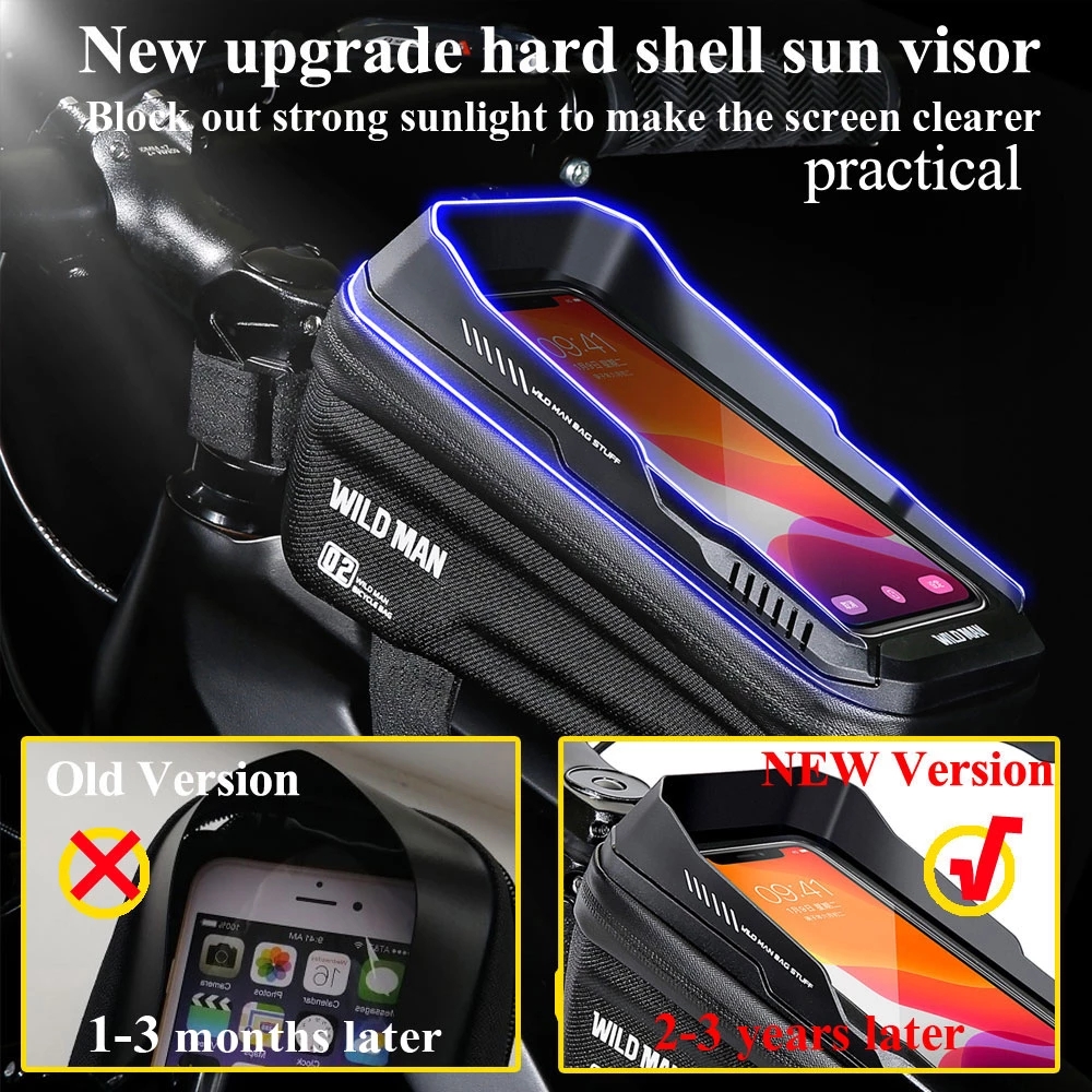 Bike Bag 1.8L Frame Front Tube Cycling Bag Bicycle Waterproof Phone Case Holder 7 Inches Touchscreen Bag Accessories