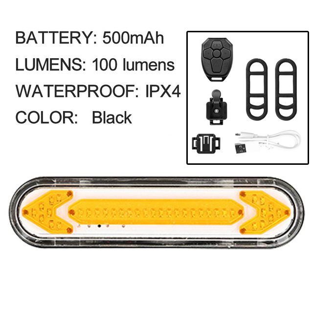 Smart Bike Light Wireless Remote Control Cycling Turning Signal Taillight USB Bicycle Rechargeable Rear Light LED Warning Lamp
